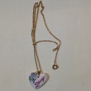 **Sale** Vintage Porcelain Heart Pendant With Name Stacey